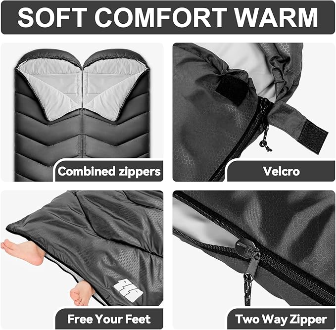 Sleeping Bags for Adults Cold Weather,Portable, Waterproof,Lightweight Camping Sleeping Bag for Tall Girls Boys with Compression Sack for Warm Camping, Hiking, Outdoor & Indoor