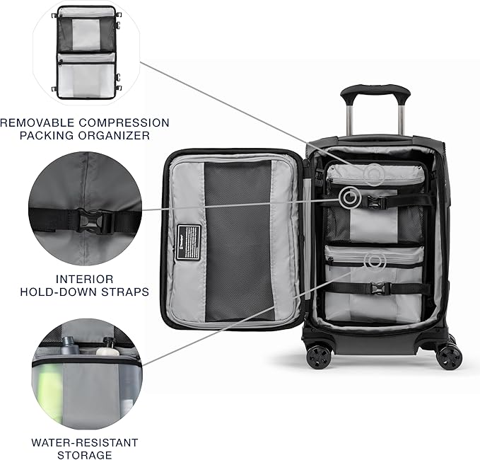 Travelpro Crew Classic Lightweight Softside Expandable Carry on Luggage, 8 Wheel Spinner Suitcase, Men and Women, Compact Carry On 20-Inch, Titanium Grey