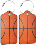 2 Pcs Basketball Texture Luggage Tags,Cruise Luggage Tag with Privacy Flap,Name Id Label and Steel Loop for Women Men Travel Bag Suitcase