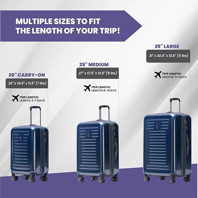 Spyder Rails 29 Inch Expandable Hardside Upright Suitcase with 360° Spinner Wheels, TSA Approved Lock, Navy