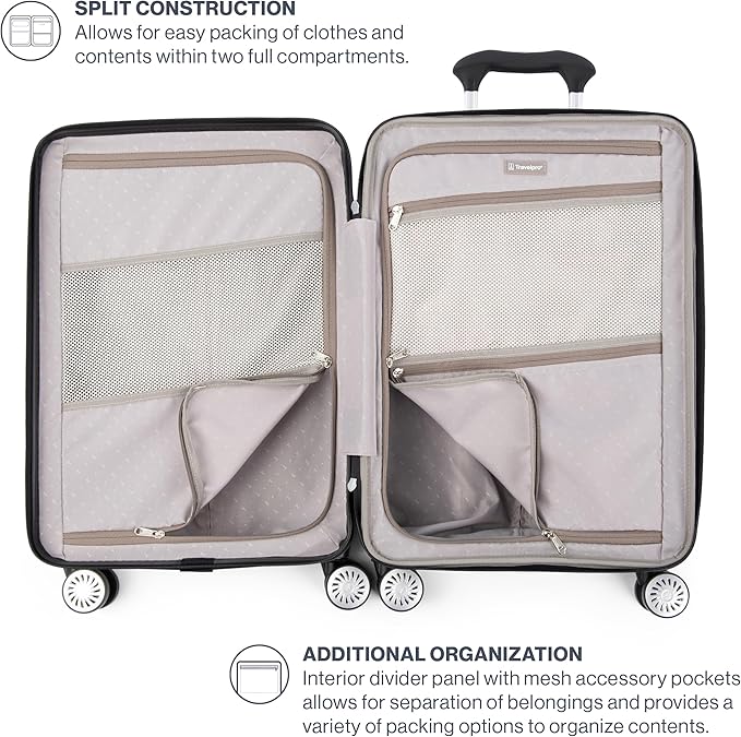 Travelpro Pathways 3 Hardside Expandable Luggage, 8 Spinner Wheels, Lightweight Hard Shell Suitcase, Checked Medium 25 Inch, Kayak
