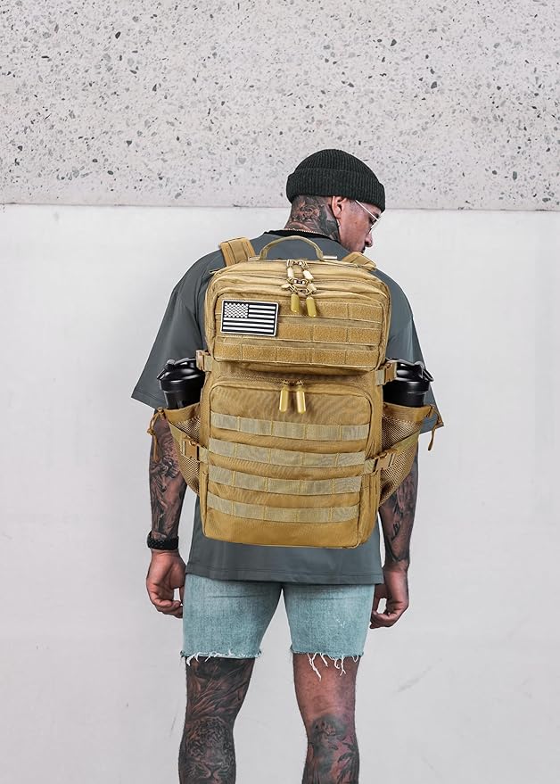 LHI Military Tactical Backpack for Men and Women 45L Army 3 Days Assault Pack Bag Large Rucksack with Molle System - Khaki