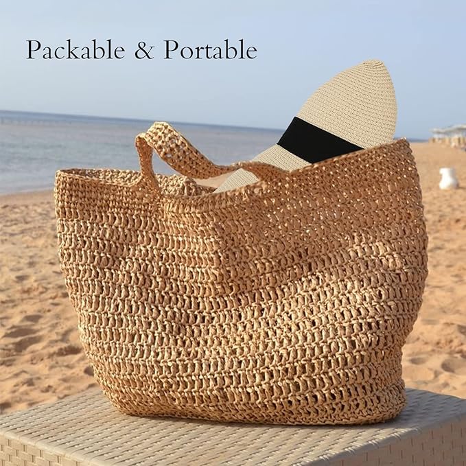 Surblue Straw Summer Hat Women's Floppy Sun Hat Wide Brim Beach Bow Hat