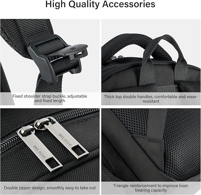 MILADA Travel Backpack For Men Laptop Backpack Women Business Carry On Backpack Airline Approved Fits 16.5 Inch Laptop Bag Work Backpack, Black