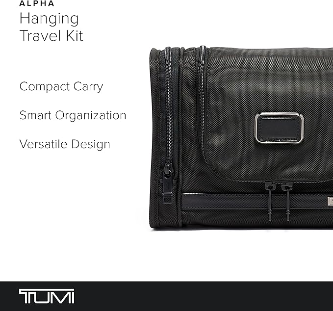 TUMI - Alpha Hanging Travel Kit - Toiletries and Cosmetics Organizer - Travel Essentials Bag with Hooks & Pockets - Black