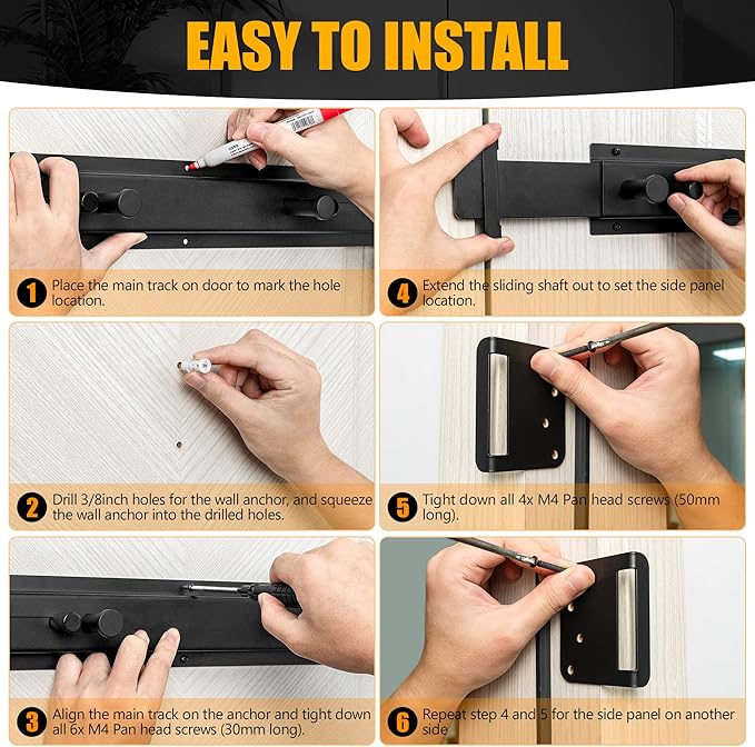 Door Bar Lock - Patented Door Barricade Security Bar - Home Safety Improvement, Door Reinforcement, Childproof, Break-in Prevention - Premium Grade Steel Door Mount for 26''-37'' Wide Doors