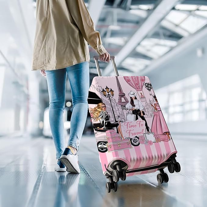 Travel Luggage Cover Suitcase Protector Fits 18-32 Inch Wheel Covers PatternedTravel Related Items Flower Luggage Protector Elastic XL