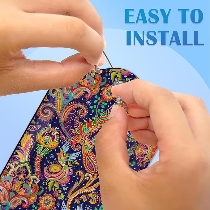 Boho Colorful Paisley 2 Pack Luggage Tag for Suitcase, Cute Unique Leather Bag Tags Identifiers Privacy Cover ID Label with Durable Steel Loop for Women Men Kids Girls Travel