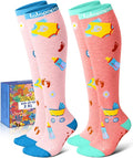 Thick Soft Cotton Compression Socks for Women Men 15-20mmHg Knee High Breathable Cotton Socks for All Day Comfort