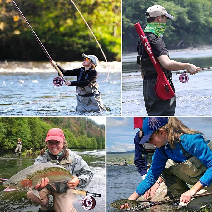 Sougayilang Fly Fishing Rod Reel Combos with Lightweight Portable Fly Rod and CNC-machined Aluminum Alloy Fly Reel,Fly Fishing Complete Starter Package