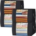 Fab totes 24 Gallons Clothes Storage, Foldable Thick Fabric Blanket Storage Bags, Containers for Organizing Bedroom, Closet, Clothing, Comforter, Organization with Handle (4 Pack,Black)