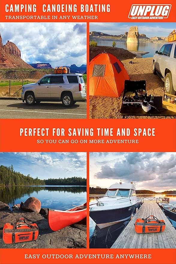 UNPLUG Ultimate Adventure Bag | 1680D Heavy Duty Waterproof Bag | Large Travel Duffle Bag which can be Used for Camping, Motorcycling, Boating, or Hunting (65L Blackops)