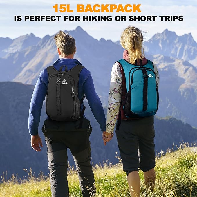 Seektop 15L Small Hiking Backpack for Women Men, Foldable Packable Backpack with Phone Pocket, Lightweight Travel Daypack for Hiking Camping Outdoor (Black)