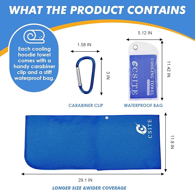 4 Pack Cooling Hoodie Towels for Neck and Face, UPF 50 Sun Protection & Instant Cooling, Ice Towels for Hot Weather, Soft Breathable Towel for Sport, Work Out, Gym, Camping & More Activities