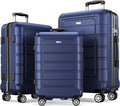 SHOWKOO Luggage Sets Expandable PC+ABS Durable Suitcase Double Wheels TSA Lock Blue