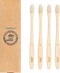 Sea Turtle Plant-Based Bristles, Compact Bamboo Toothbrushes, Soft Natural Toothbrush for Adults (4 Pack)