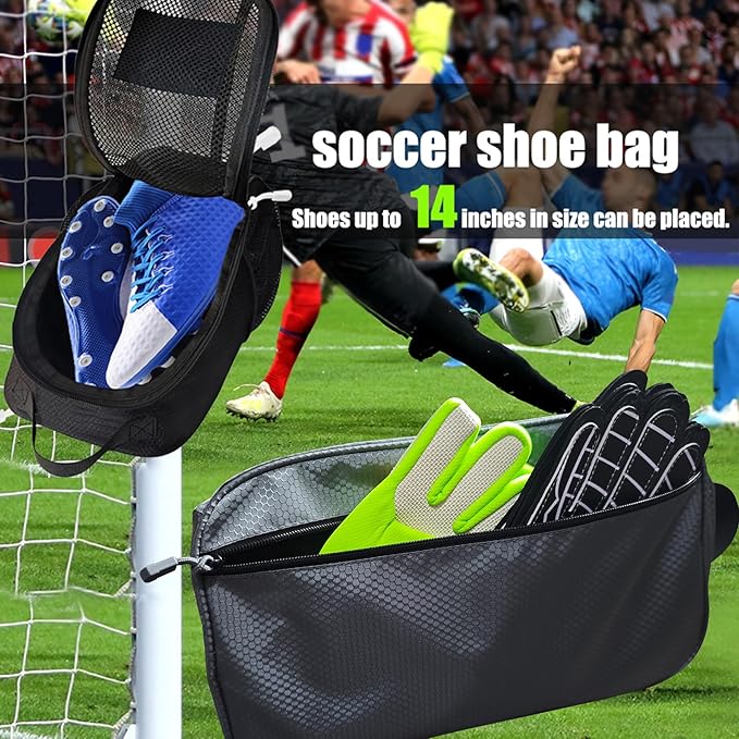 Shoe Bag Golf Travel Soccer Gym Sport with Side Accessory Outside Pocket for Socks Shoe Pouch Portable Large Shoe Storage Bag for Packing Zippered (all grey)