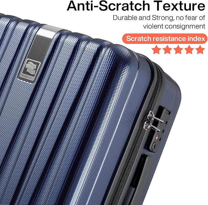 Hanke Luggage Sets 3 piece Carry On Luggage with Wheels PC Hard Shell Suitcases Lightweight Checked Travel Luggage Large Travel Suitcase Woman Men 20/24/29 Inch(Dark Blue)
