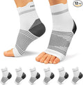 Plantar Fasciitis Sock (6 Pairs) for Men and Women, Compression Foot Sleeves with Arch and Ankle Support (White, Medium)