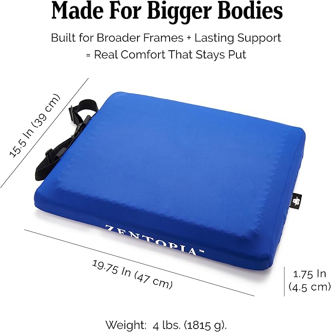 Gel and Memory Foam Seat Cushion – Office – Ergonomic Cushion Pad for Tailbone Pain - Desk Chair Car Seat Cushion Driving - Sciatica & Back Pain Relief (Blue)