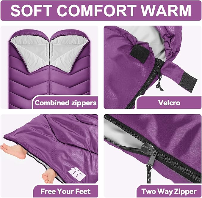 Sleeping Bags for Adults Cold Weather,Portable, Waterproof,Lightweight Camping Sleeping Bag for Tall Girls Boys with Compression Sack for Warm Camping, Hiking, Outdoor & Indoor