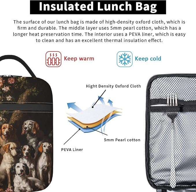 Dog Insulated Lunch Box for Women Men Dog Lunch Bag for Travel,or Fishing Polyester Dog Lunch Box