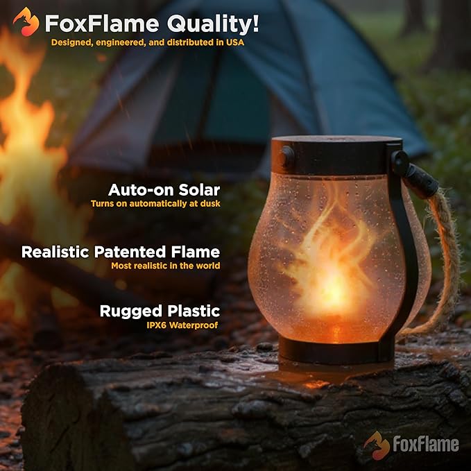 Schoolhouse Solar Lanterns Outdoor Waterproof - Realistic Flickering Flame, 3 Lighting Modes with Rope Handle Design, Waterproof & Solar-Powered for Patio, Garden, Porch, Tabletop Indoor Decor 2 Pack