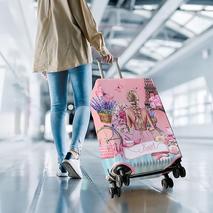Travel Luggage Cover Suitcase Protector Fits 18-32 Inch Wheel Covers PatternedTravel Related Items Flower Luggage Protector Elastic M