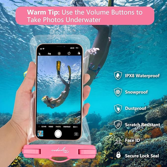 Waterproof Phone Pouch Bag - 7.5in Water Proof Cell Phone Case for Beach Travel Must Haves, IPX8 Dry Bag with Lanyard for iPhone 16 15 Pro Max Galaxy S24+ Pixel 8, Cruise Ship Essentials