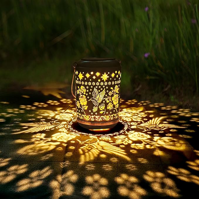 Solar Lanterns Outdoor Waterproof Hummingbird Christmas Garden Decor for Outside Birthday Gifts for Women Mom Grandma Hanging Solar Lights Metal Decoration for Yard, Patio,Backyard,Porch
