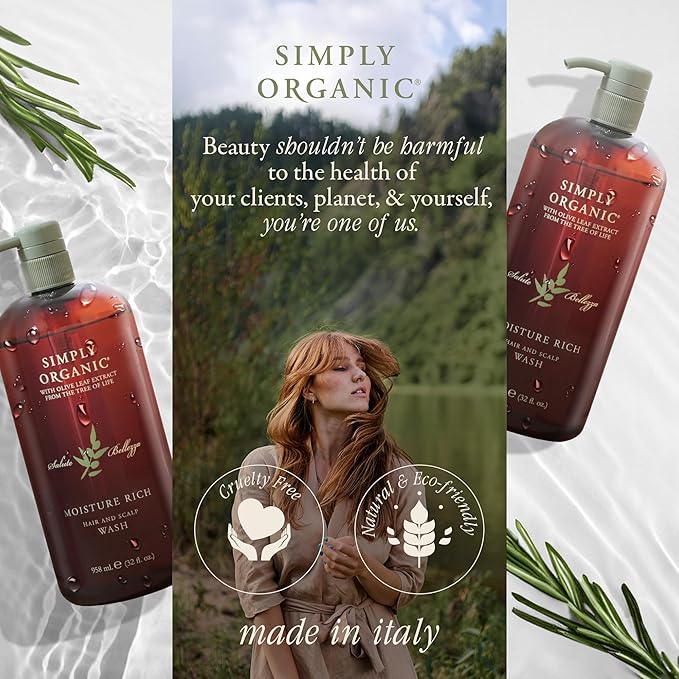 SIMPLY ORGANIC Hair Detox Clarifying Shampoo Scalp Wash, Made in Italy, All Natural Cruelty Free Hair Care for Women & Men with Rosemary, Sage & Olive Leaf Extract, 32 fl oz/958 ml, Refresh