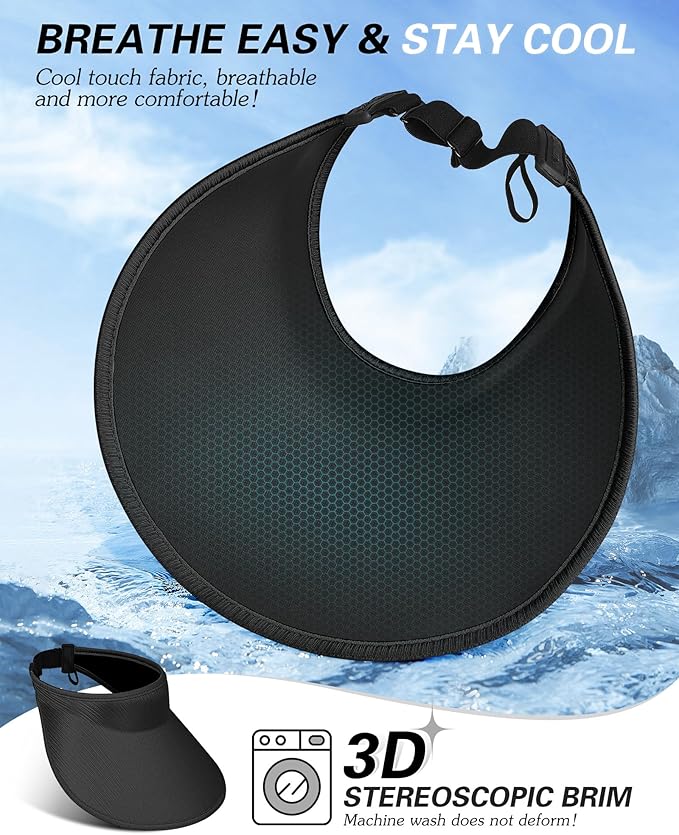 Sun Visor Hats for Women,UPF50+ Wide Brim Sun Hats Adjustable Foldable Beach Hats for Daily Travel