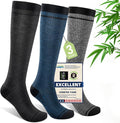 Mens Compression Socks for Men Women, 15-20 mmHg Bamboo Viscose Knee High Soft Support for Travel Daily