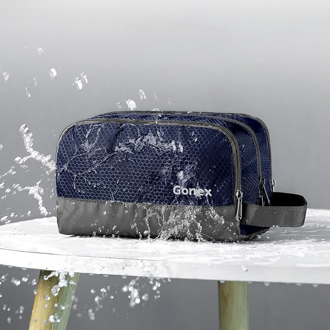 Gonex Travel Toiletry Bag Nylon, Dopp Kit Shaving Bag Toiletry Organizer Deep Blue