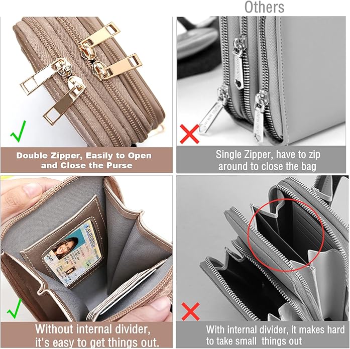Crossbody Cellphone Purse Women Touch Screen Bag RFID Blocking Wallet Handbag Shoulder Strap