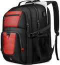 Z-MGKISS Big Travel Backpack, Large Laptop Backpack, TSA Approved Bag 50L, Anti-Theft Water Resistant Computer Daypack 17.3 Inch, Red