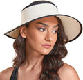 Joywant Womens Sun Visor Hats, Packable Wide Brim Ponytail Beach Hat Straw Visor Summer Beach Vacation Essentials for Womens
