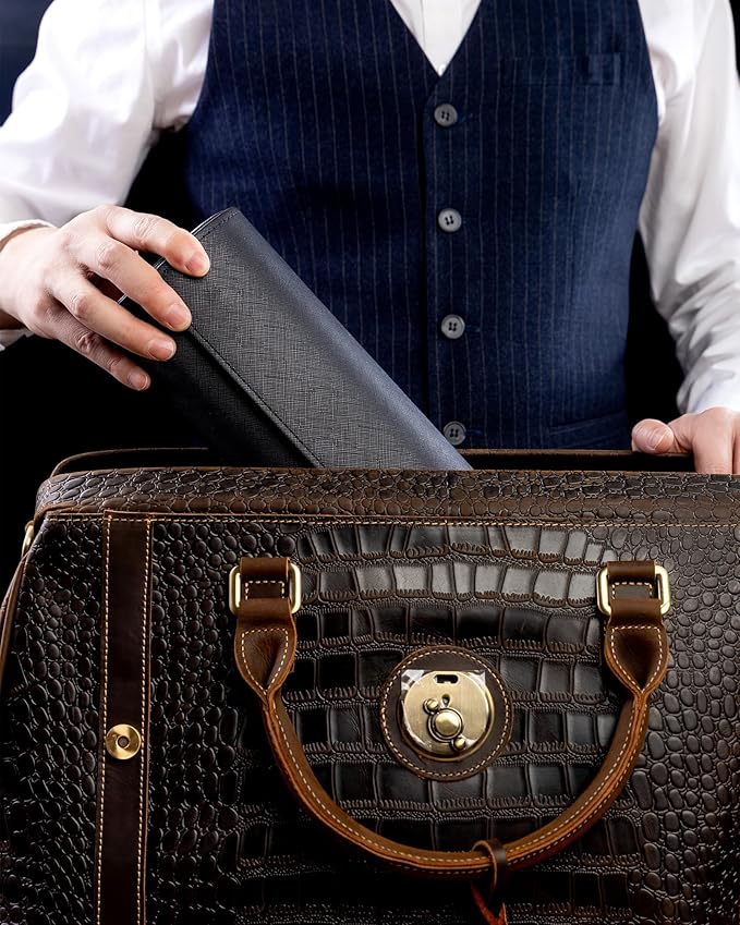 MR.OKAY 3 Watch Travel Case- Classic Leather Watch Case With Superb Texture.Portable Watch Roll Or Organizer For Storage And Display. Travel Gift for Men, All Handcrafted By Leather Craftsmen.