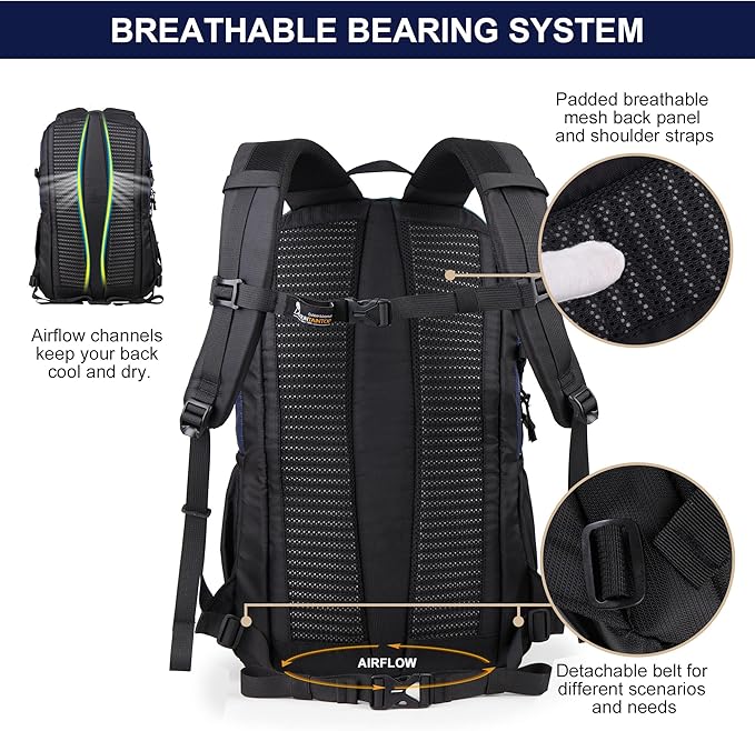 MOUNTAINTOP Hiking Backpack,30L Camping Backpack, Men Women Hiking Daypack Lightweight Travel Backpack for Camping Climbing Skiing Cycling