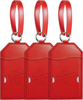 Mayski Luggage Tags for Suitcases 3 Pack Suitcase Bag Tags, TSA Approved, Metal Buckle, Bag Tags with Name ID Card Travel Essentials, Red Airplane