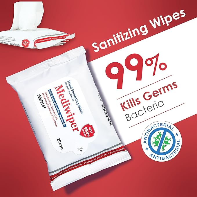 Mediwiper - 160 Wipes (80 * 2PK) Alcohol-Free Sanitizing Wipes Disinfecting Large Unscented Wet Wipes Bulk, Hand Sanitizer