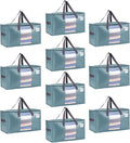 VENO 10 Pack Moving Bags, Comforter and Blanket Storage Bags for Closet, Moving Boxes, Boxes with Lids Alternative, College Dorm Packing Supplies, Foldable Heavy-Duty Tote (Shiny Light Blue, 10 Pack)