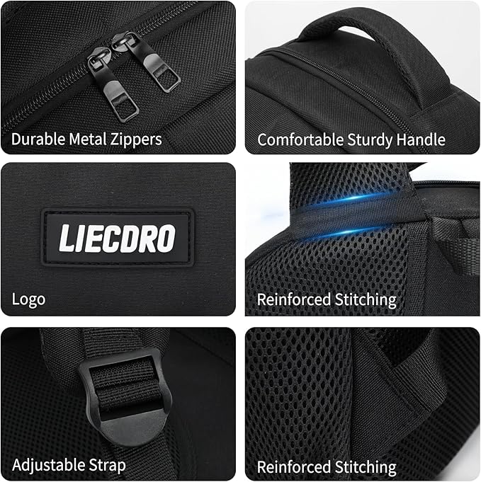Black Backpack for Men, Backpack for School, School Backpacks for Boys Teens, 15.6 inch Laptop Back Pack with USB Charging Port, Large College Book Bag, Business Work Travel Bookbag