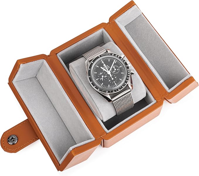 Single Travel Watch Case - Vintage Inspired - Exterior, Soft Microfiber Lining, Fits Up to 42mm Watches - Vegan Leather - Reliable Storage for Home or Travel