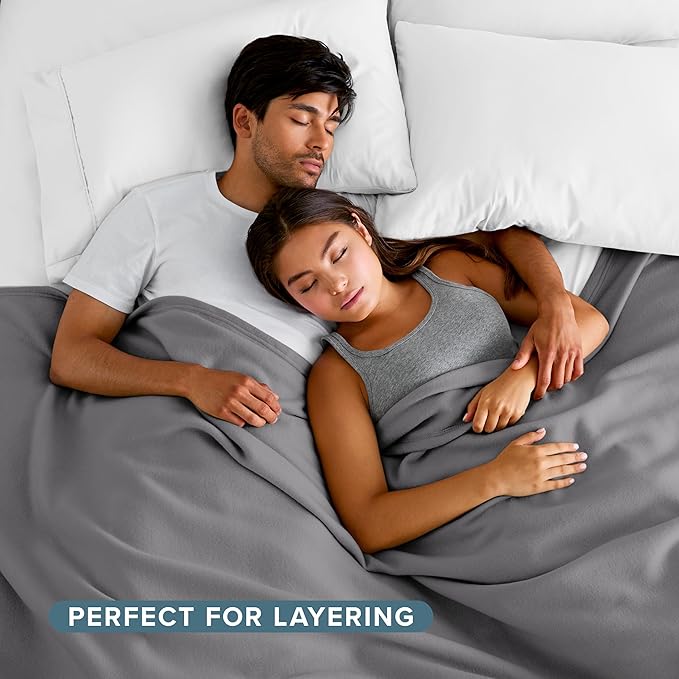 Bare Home Polar Fleece Blanket - Full/Queen - Grey - Warm & Cozy - Premium Fleece Throw for Bed, Sofa, Camping, Travel and Cold Nights - Lightweight Blanket (Full/Queen, Grey)