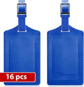 Travelambo Luggage Tags for Suitcases Faux Leather Privacy Protection 16 Pack Bag Tags Travel Accessories Essential, Fresh Blue