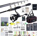 Goture Fishing Rod and Reel Combo - Carbon Fiber Telescopic Fishing Pole - Spinning Reel 9+1 Shielded Bearings Stainless Steel BB - A