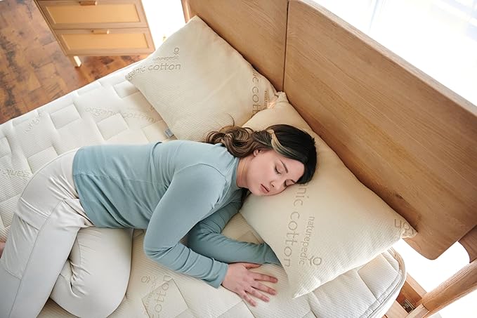 Naturepedic Organic Latex Pillow - Queen Bed Pillow with Medium Comfort - Luxury Pillow with Adjustable Fill for Comfortable Sleeping, Back Support and Neck Pain Relief