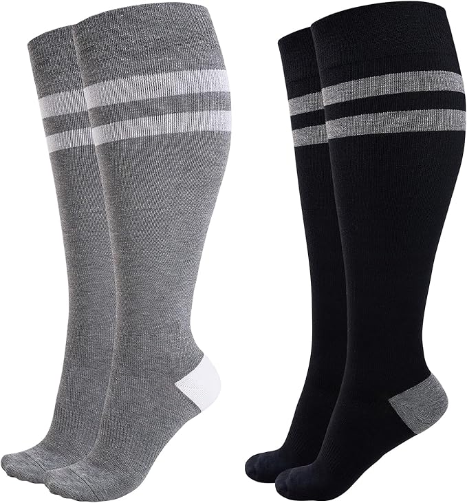 Momcozy Compression Socks for Women Wide Calf, 15-20mmHg Knee High Support Socks for Pregnancy, Nurses, Travel, Flying