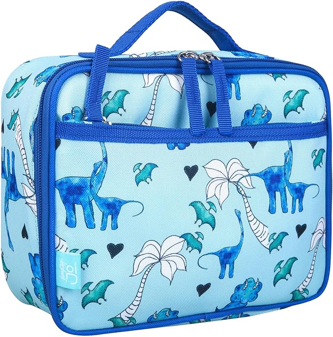 Wildkin JumpOff Jo Insulated Lunch Box – Durable, Reusable for Kids – Blue Dino